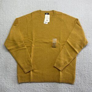 Uniqlo Mens Premium Lambswool Sweater Long Sleeves Crew Neck XL NWT Yellow